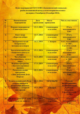 План мероприятий на период с 11 ноября по 24 ноября 2024г